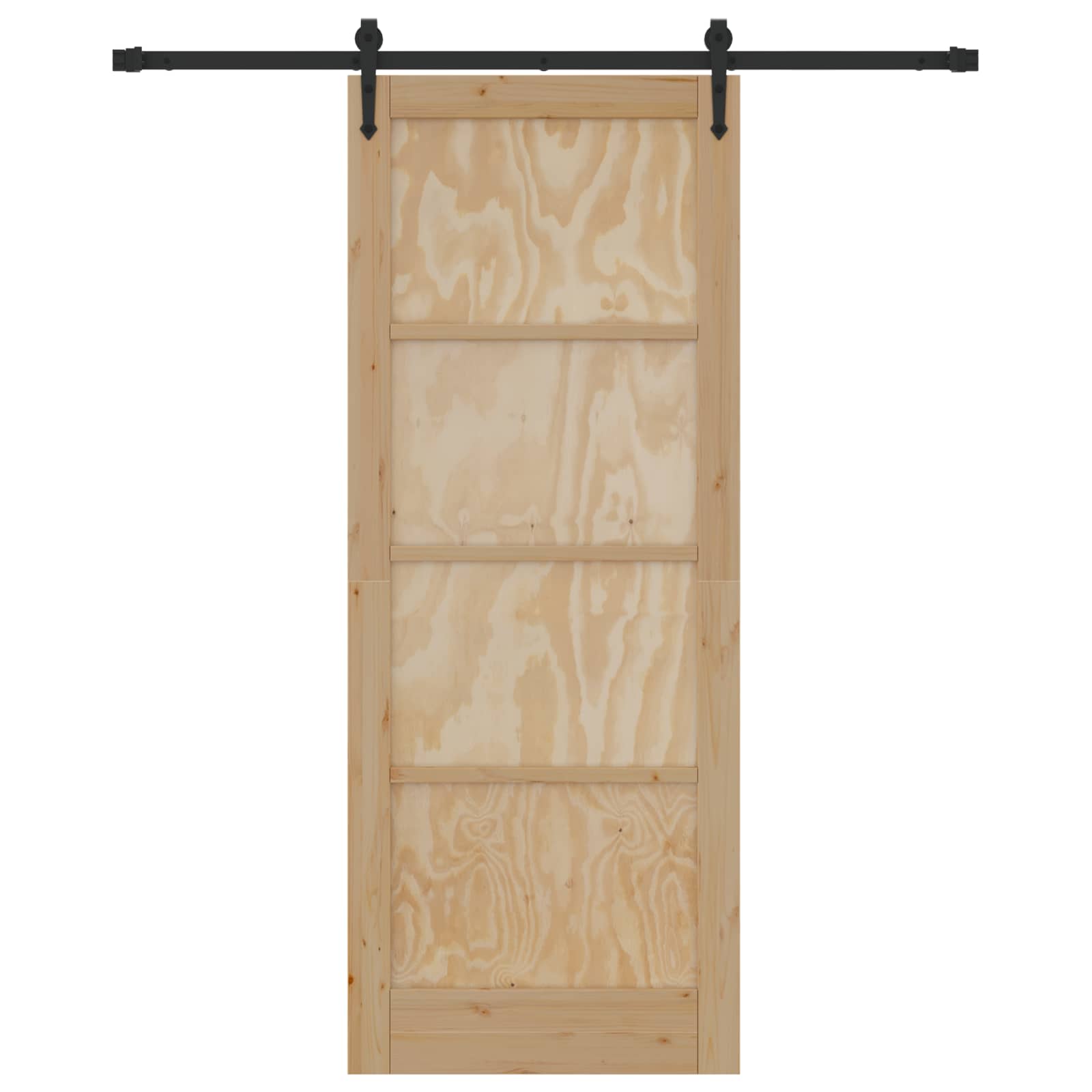 Porta scorrevole ORKDAL in legno di pino e acciaio - 83 x 211 cm - Naturale e Nero