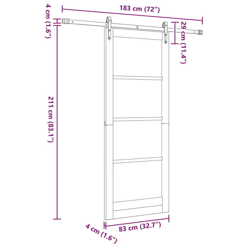 Porta scorrevole ORKDAL in legno di pino e acciaio - 83 x 211 cm - Naturale e Nero