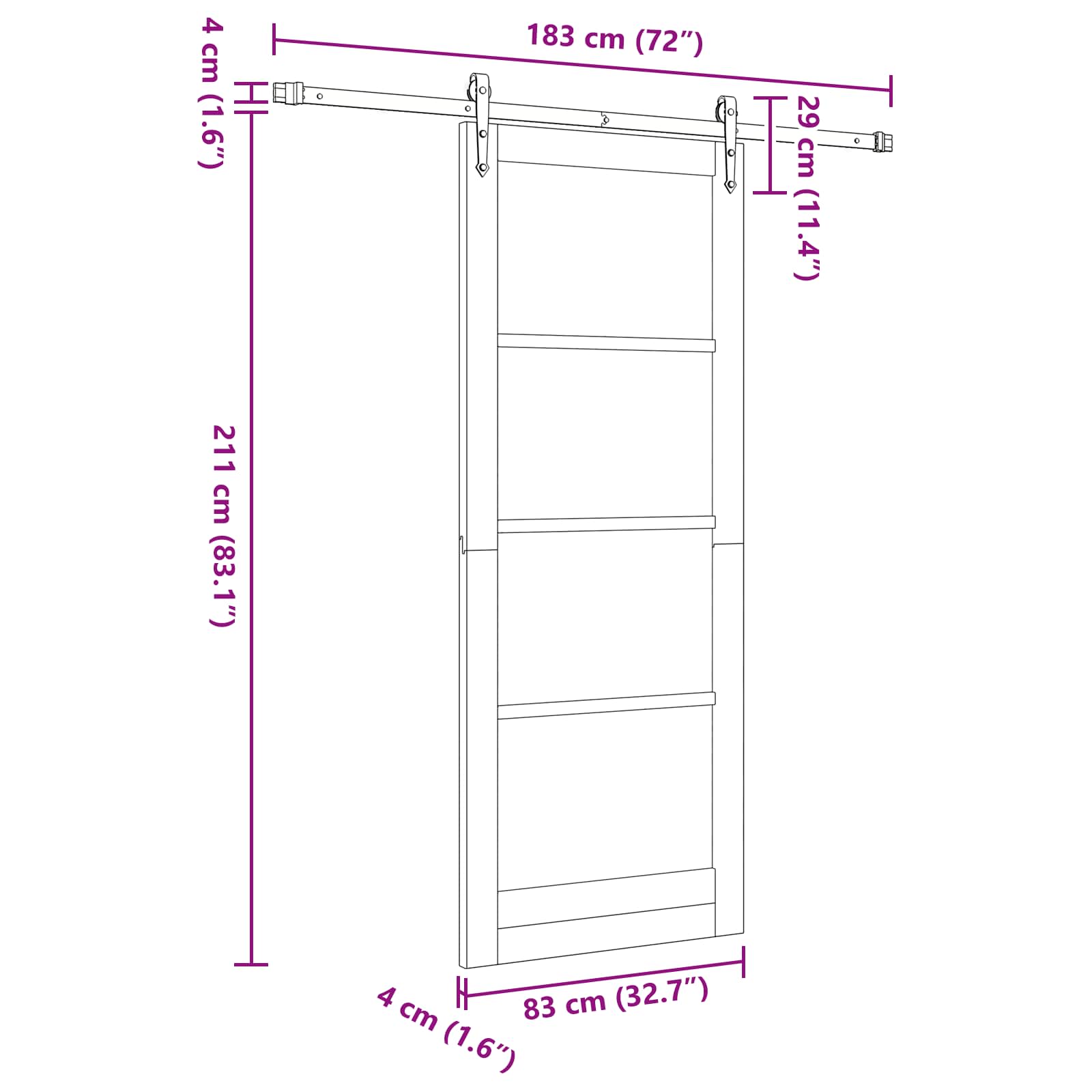 Porta scorrevole ORKDAL in legno di pino e acciaio - 83 x 211 cm - Naturale e Nero