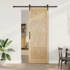 Porta Scorrevole ORKDAL Legno di Pino Naturale e Nero 83 x 232 cm
