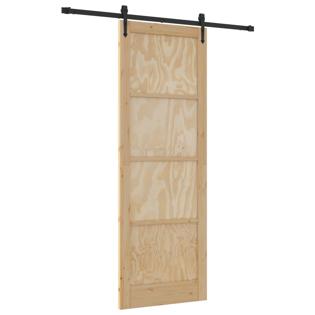 Porta Scorrevole ORKDAL Legno di Pino Naturale e Nero 83 x 232 cm