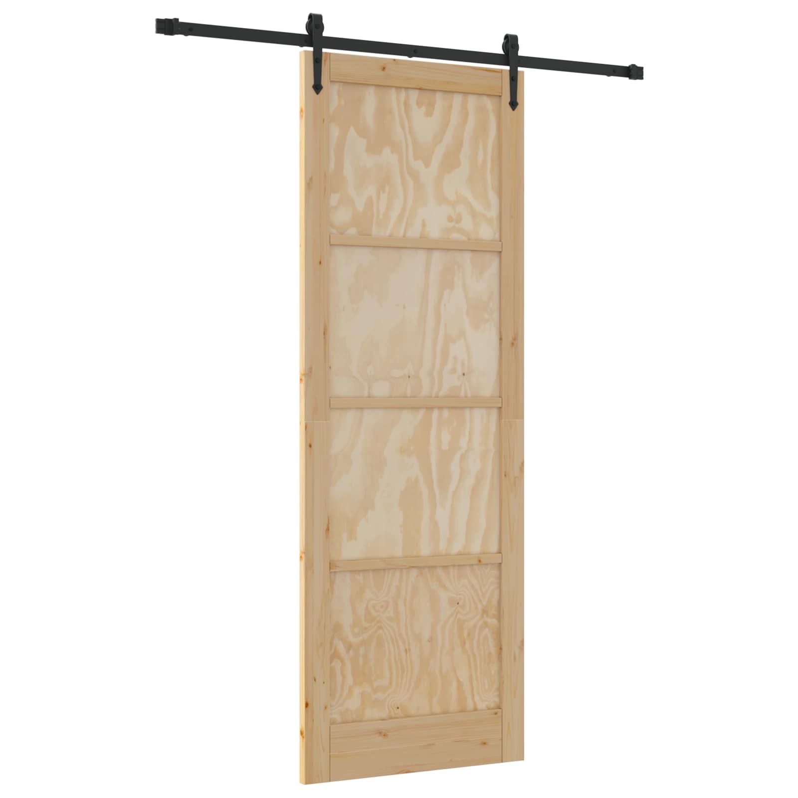 Porta Scorrevole ORKDAL Legno di Pino Naturale e Nero 83 x 232 cm
