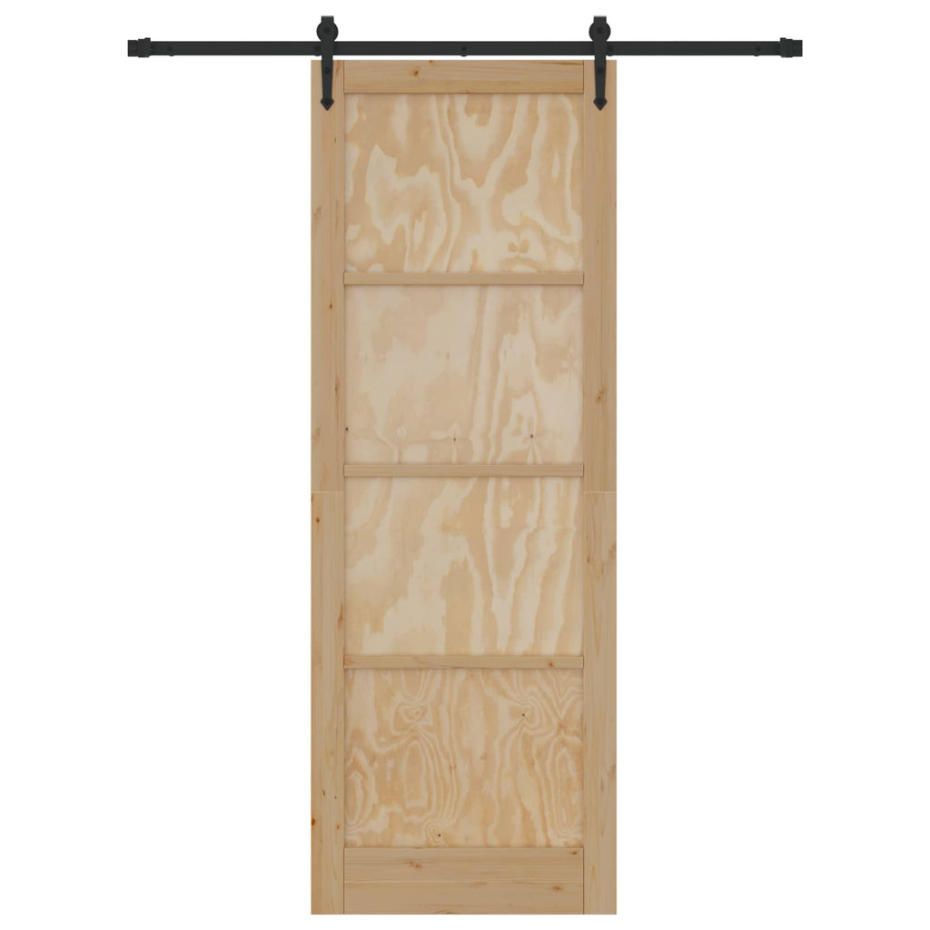 Porta Scorrevole ORKDAL Legno di Pino Naturale e Nero 83 x 232 cm