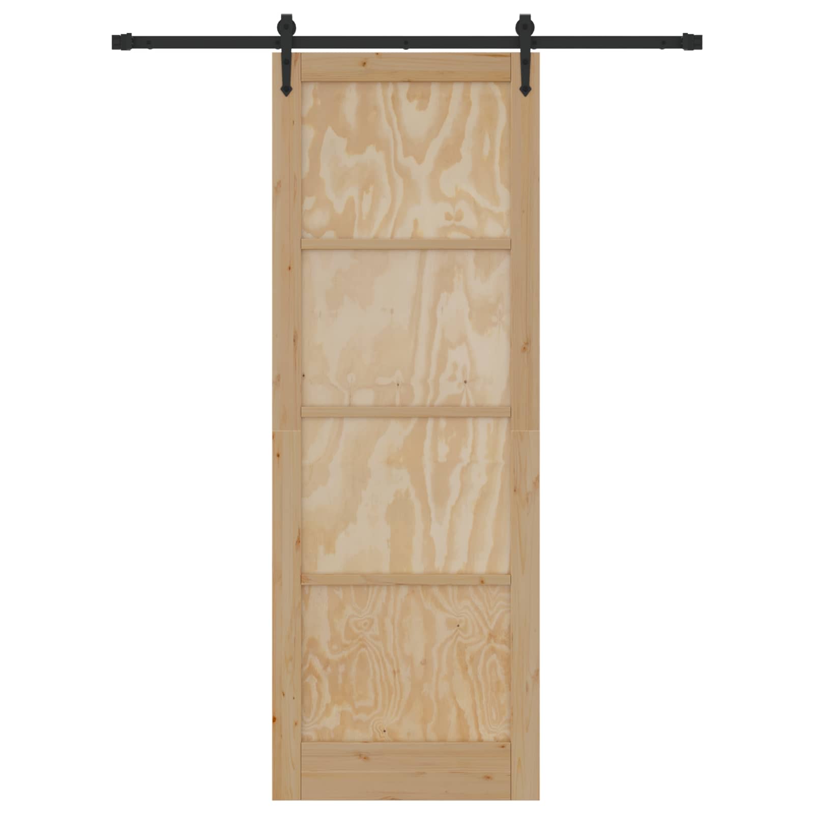 Porta Scorrevole ORKDAL Legno di Pino Naturale e Nero 83 x 232 cm
