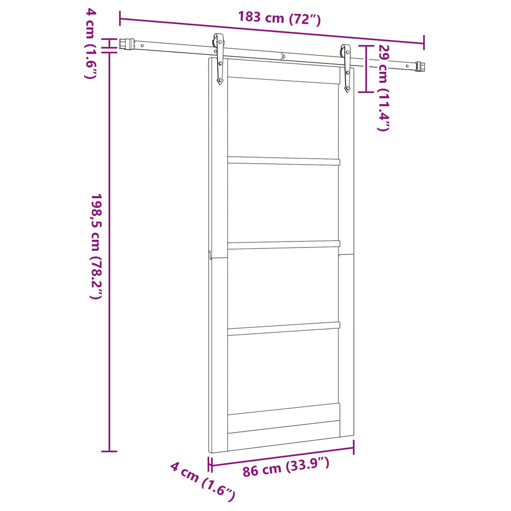 Porta Scorrevole ORKDAL Legno Naturale e Nero 86 x 198,5 cm