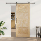 Porta Scorrevole ORKDAL Legno di Pino Naturale e Nero 86 x 211 cm