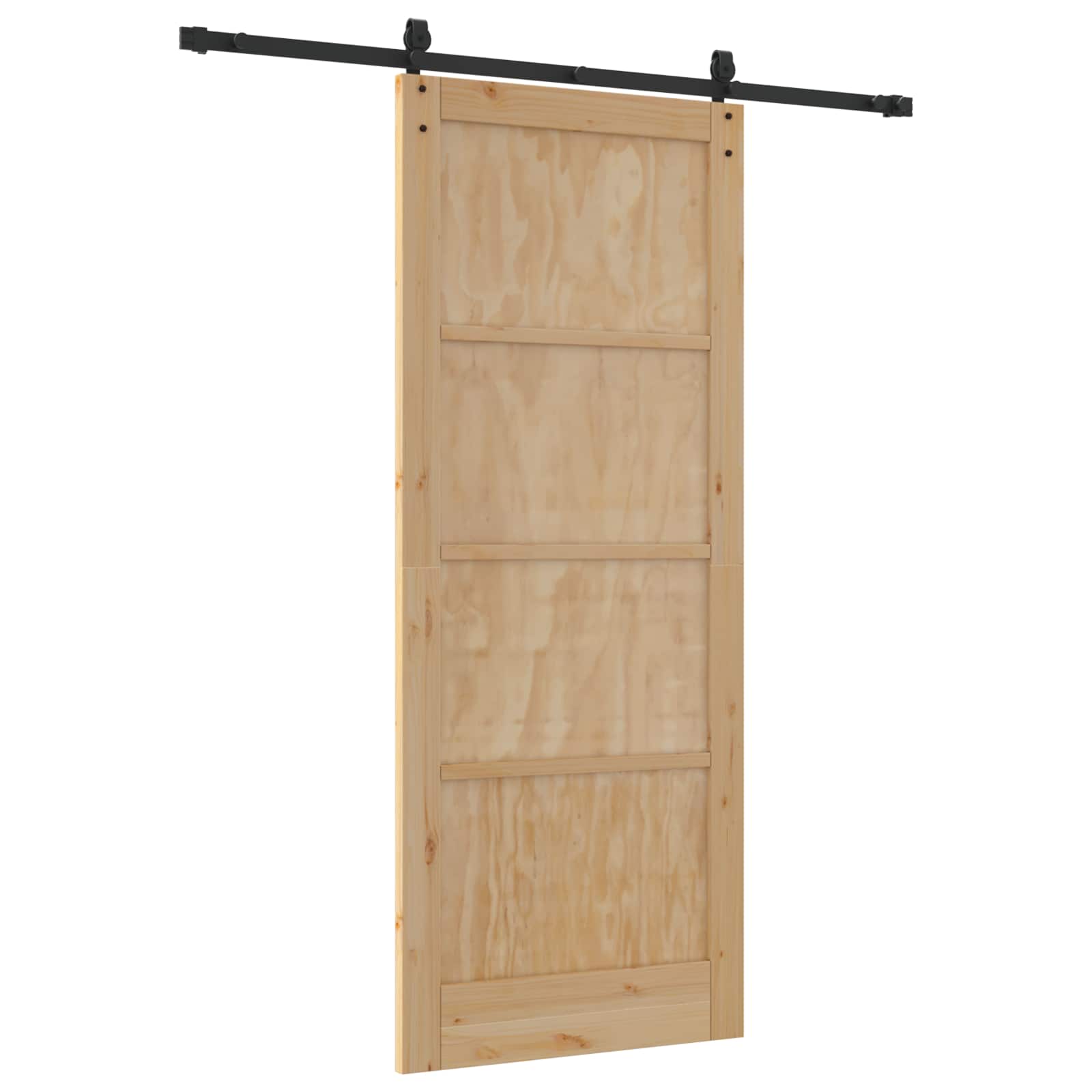 Porta Scorrevole ORKDAL Legno di Pino Naturale e Nero 86 x 211 cm