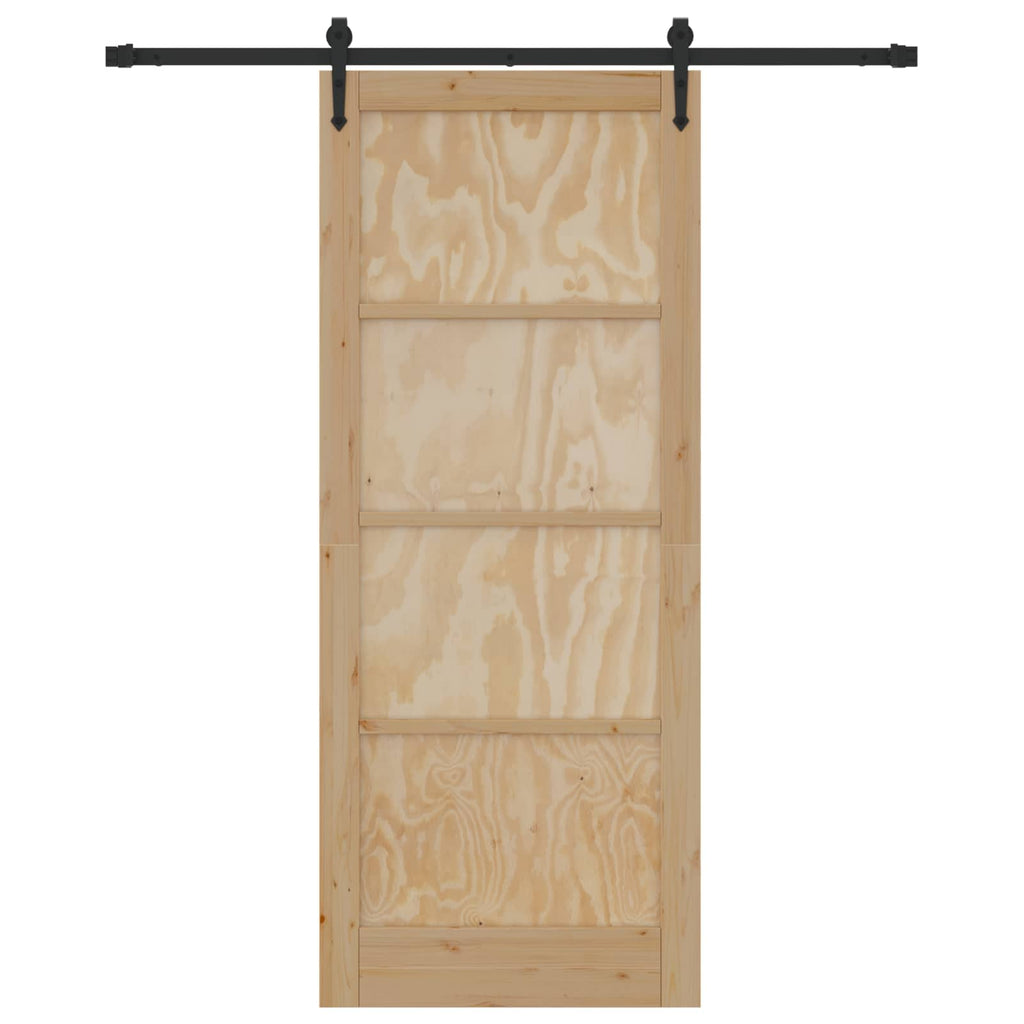 Porta Scorrevole ORKDAL Legno di Pino Naturale e Nero 86 x 211 cm