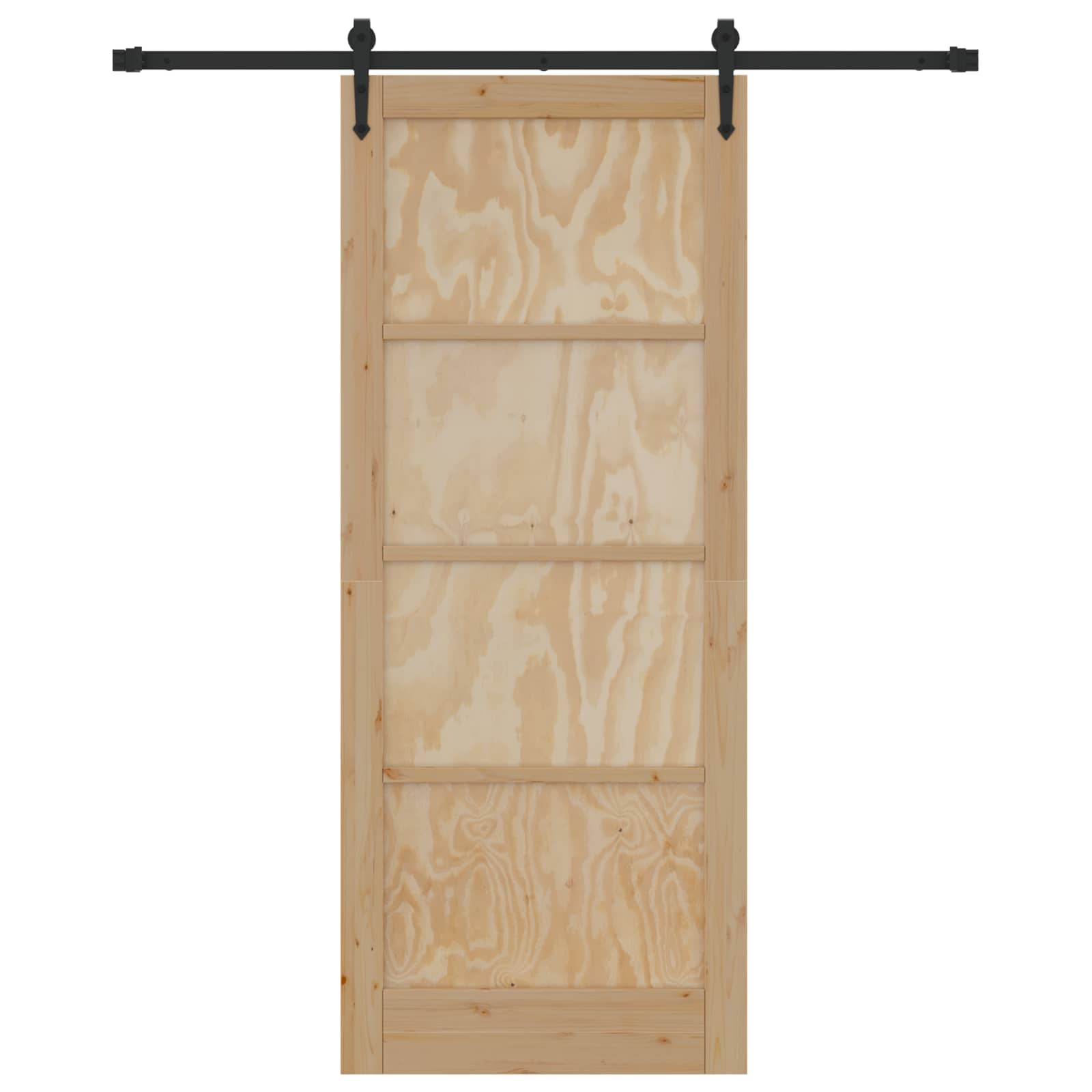 Porta Scorrevole ORKDAL Legno di Pino Naturale e Nero 86 x 211 cm