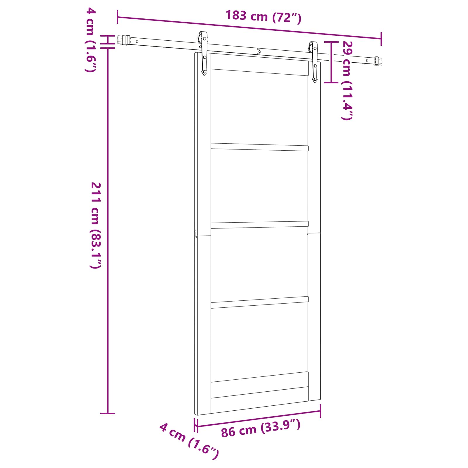 Porta Scorrevole ORKDAL Legno di Pino Naturale e Nero 86 x 211 cm
