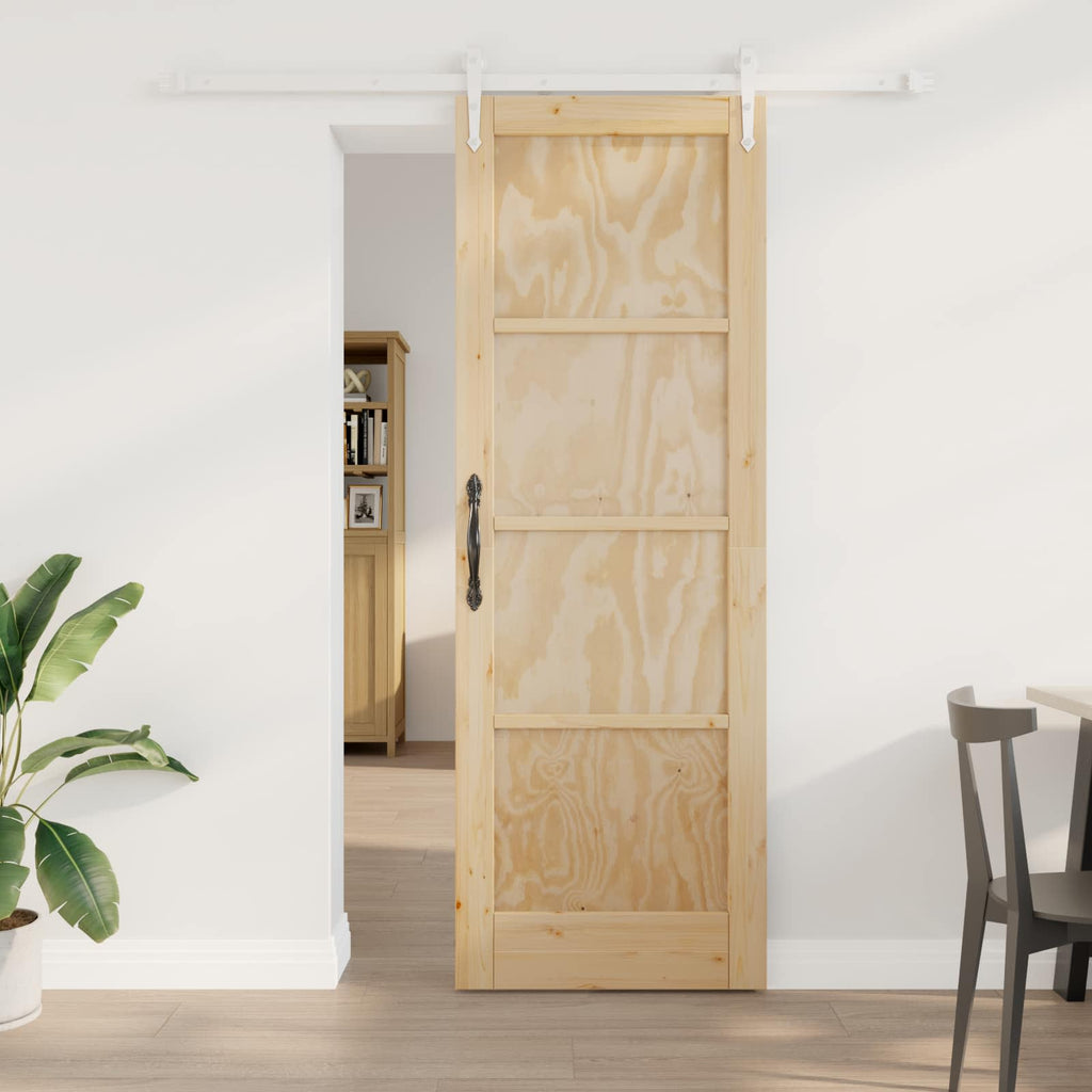 Porta Scorrevole ORKDAL Legno di Pino Naturale e Bianco 73,5 x 211 cm