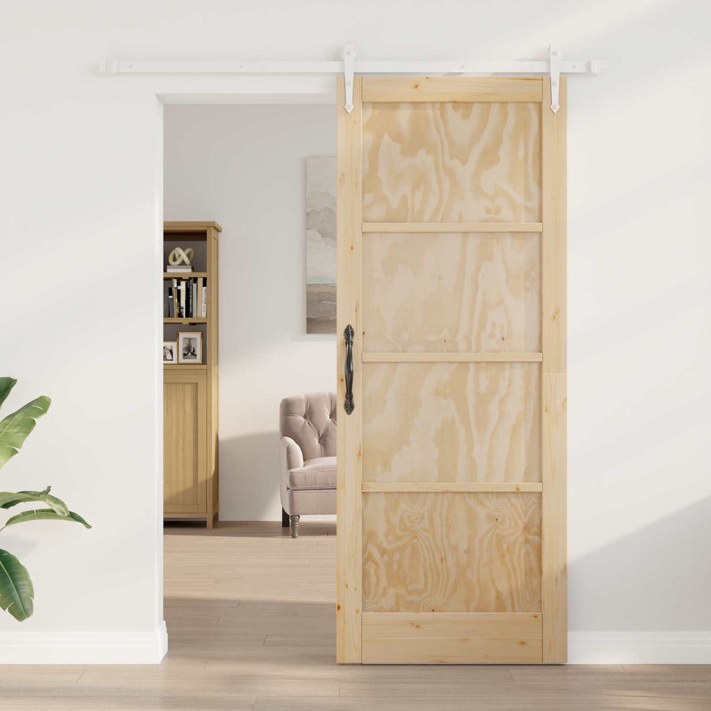 Porta Scorrevole ORKDAL Legno di Pino Naturale e Bianco 83 x 211 cm