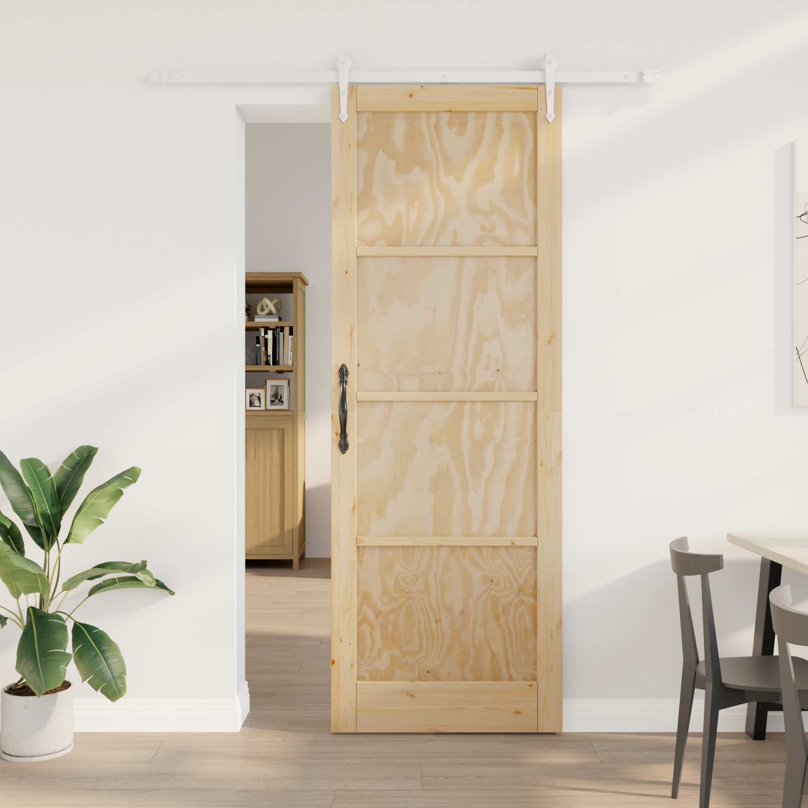 Porta scorrevole ORKDAL Naturale e Bianco 83 x 232 cm