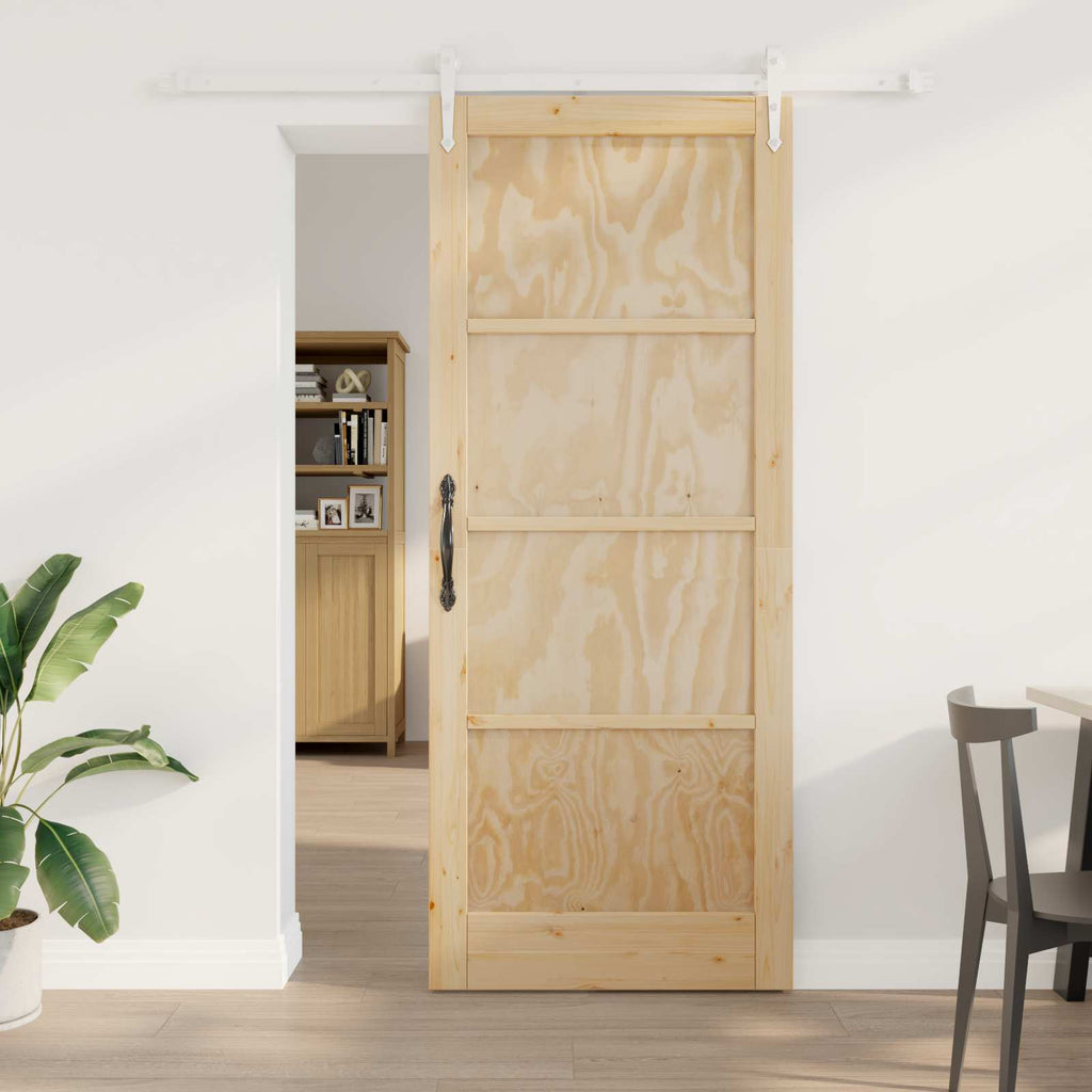 Porta Scorrevole ORKDAL Legno di Pino Naturale e Bianco 86 x 211 cm