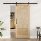 Porta Scorrevole ORKDAL Legno di Pino Naturale e Nero 83 x 202 cm