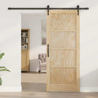Porta Scorrevole ORKDAL Legno di Pino Naturale e Nero 83 x 202 cm