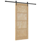 Porta Scorrevole ORKDAL Legno di Pino Naturale e Nero 83 x 202 cm