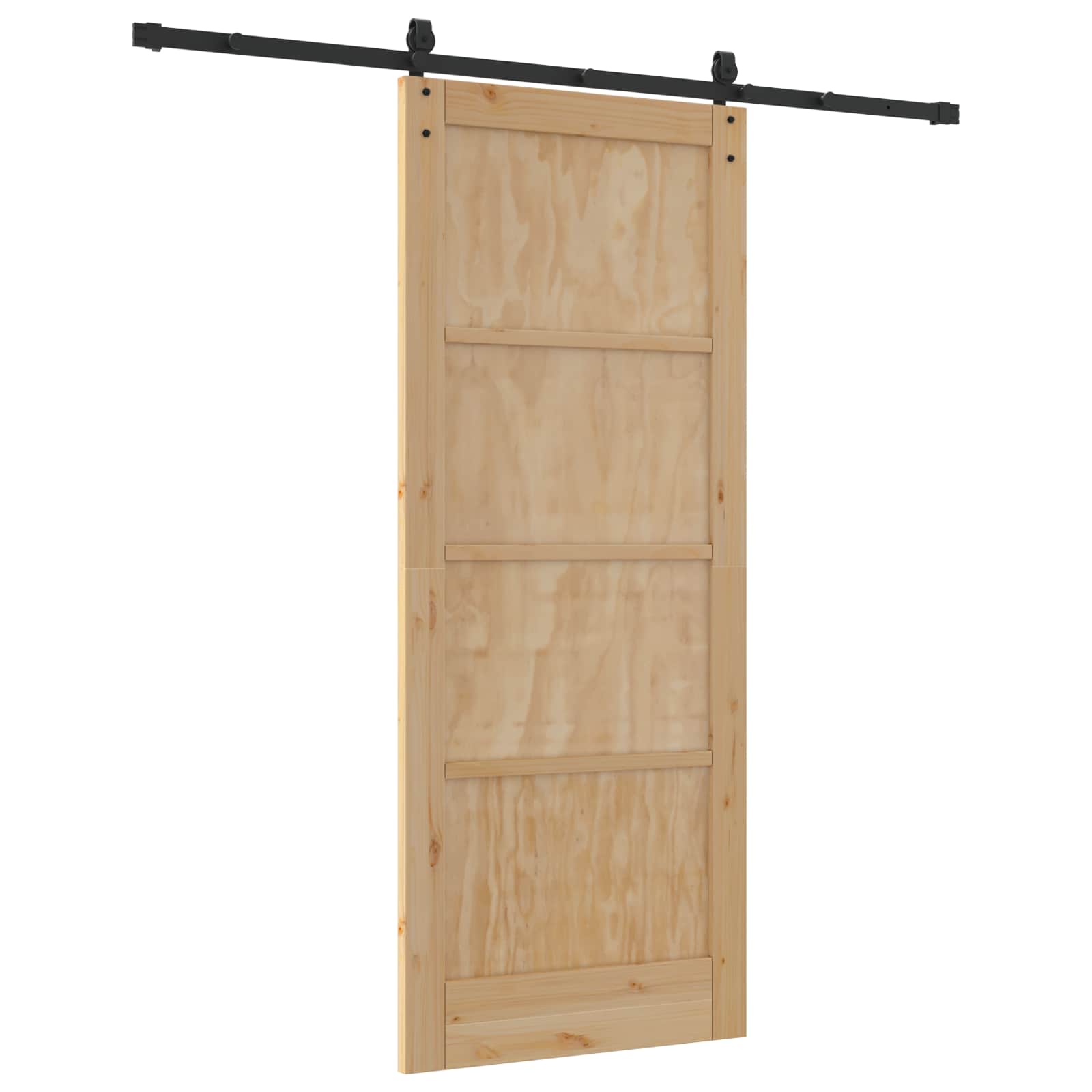 Porta Scorrevole ORKDAL Legno di Pino Naturale e Nero 83 x 202 cm