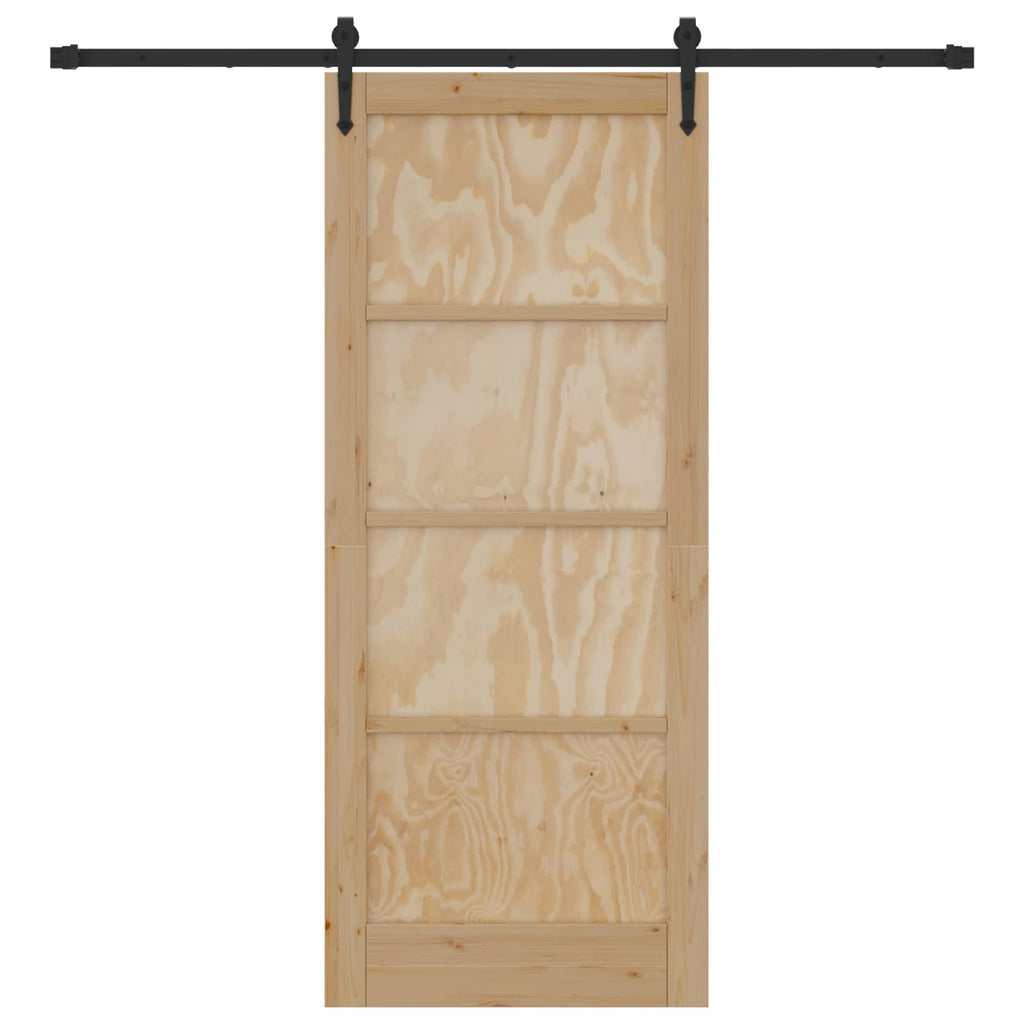 Porta Scorrevole ORKDAL Legno di Pino Naturale e Nero 83 x 202 cm