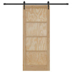 Porta Scorrevole ORKDAL Legno di Pino Naturale e Nero 83 x 202 cm