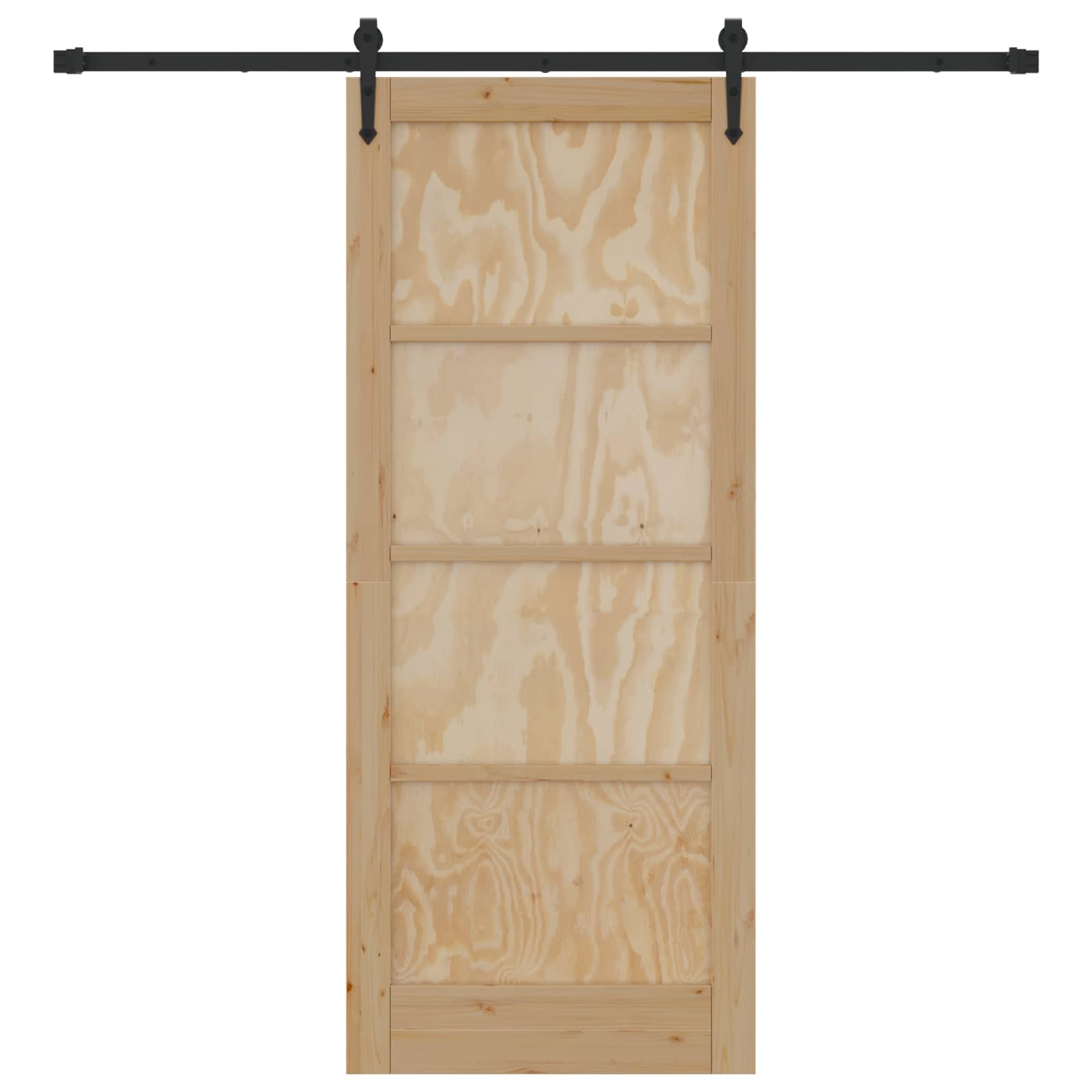 Porta Scorrevole ORKDAL Legno di Pino Naturale e Nero 83 x 202 cm