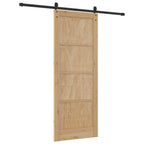 Porta Scorrevole ORKDAL Legno di Pino Naturale e Nero 83 x 211 cm