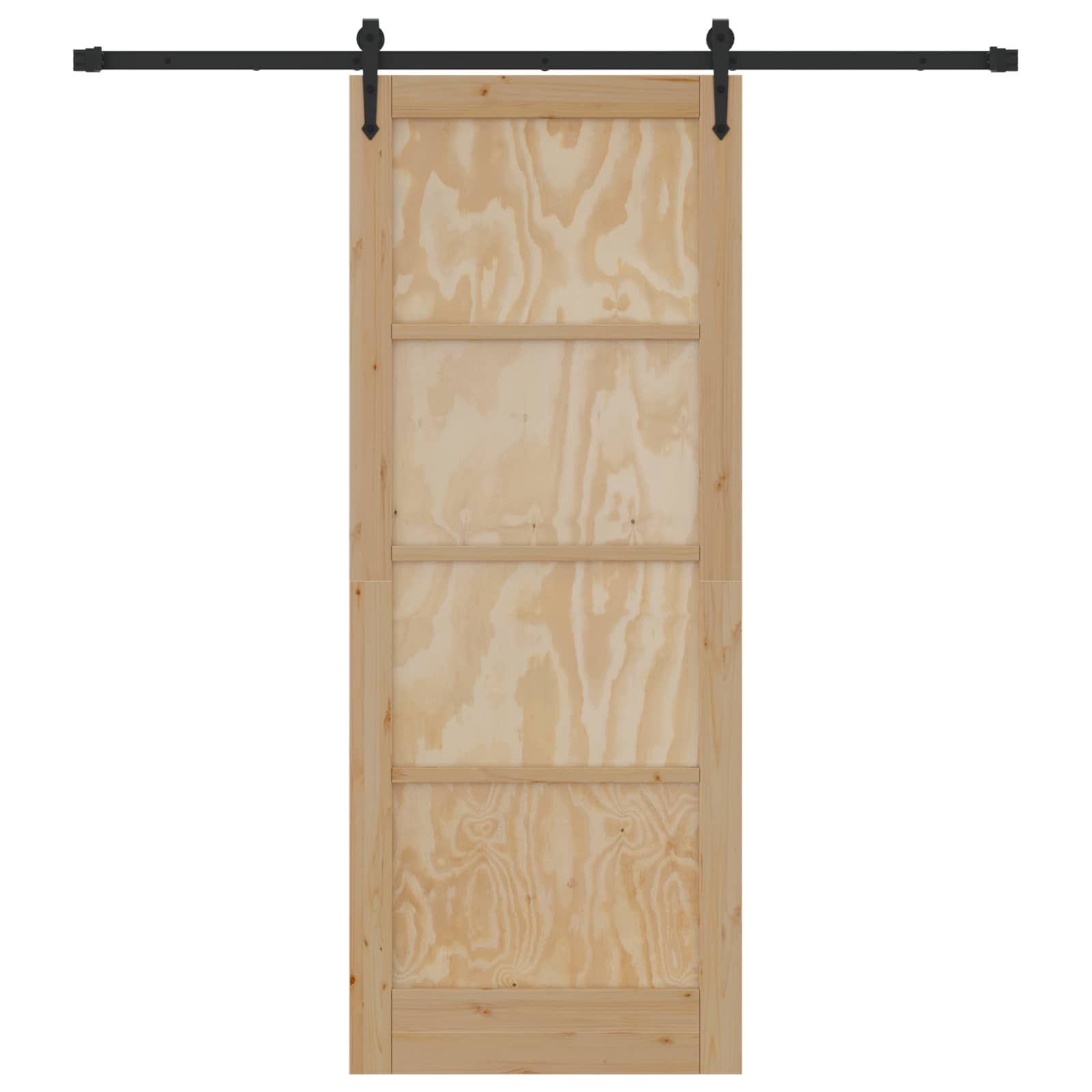 Porta Scorrevole ORKDAL Legno di Pino Naturale e Nero 83 x 211 cm