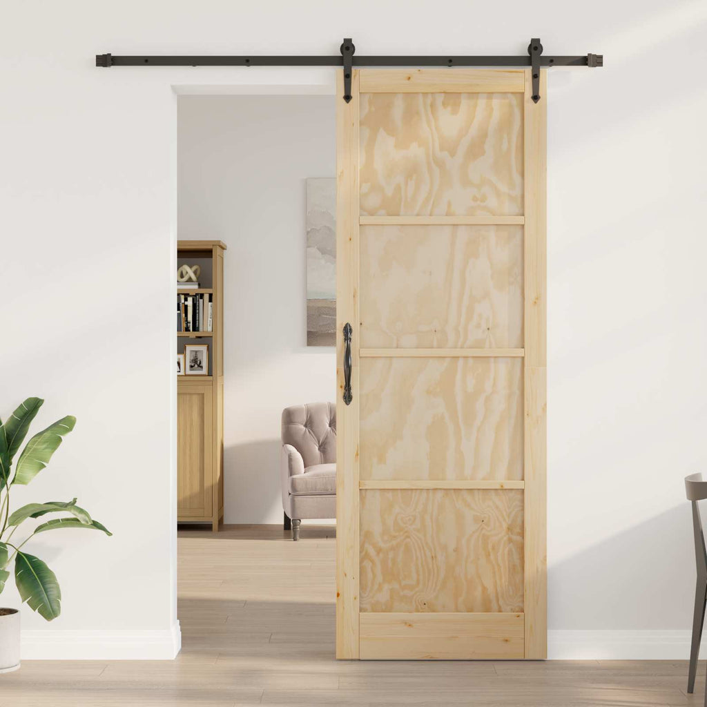 Porta Scorrevole ORKDAL Naturale e Nero 83 x 232 cm