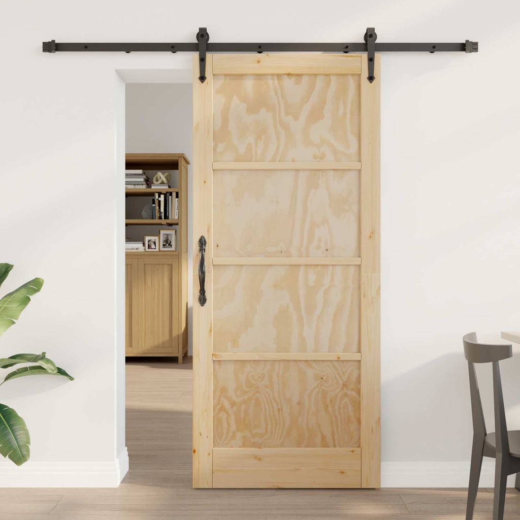 Porta Scorrevole ORKDAL Legno Pino Naturale e Nero 86 x 198,5 cm