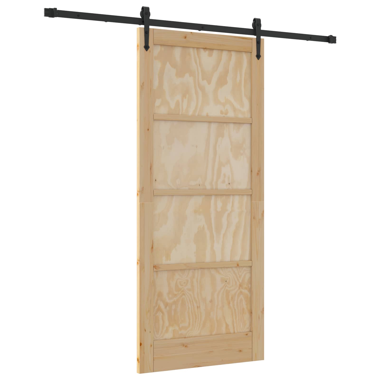 Porta Scorrevole ORKDAL Legno Pino Naturale e Nero 86 x 198,5 cm