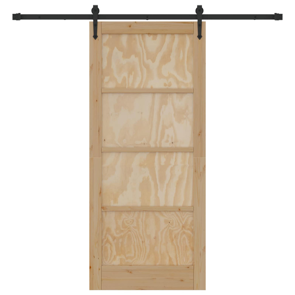 Porta Scorrevole ORKDAL Legno Pino Naturale e Nero 86 x 198,5 cm