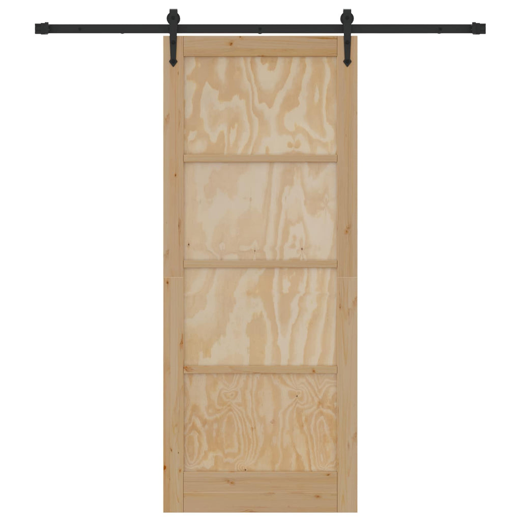 Porta Scorrevole ORKDAL Legno di Pino Naturale e Nero 86 x 211 cm