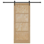Porta Scorrevole ORKDAL Legno di Pino Naturale e Nero 86 x 211 cm