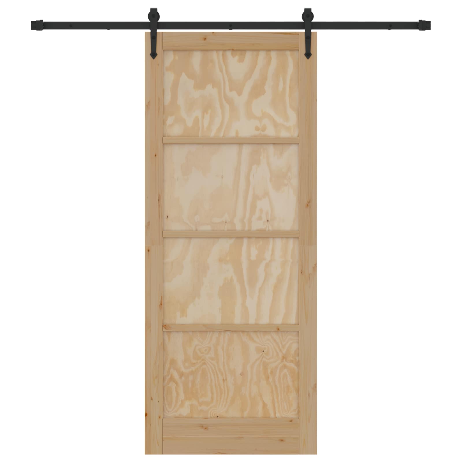 Porta Scorrevole ORKDAL Legno di Pino Naturale e Nero 86 x 211 cm