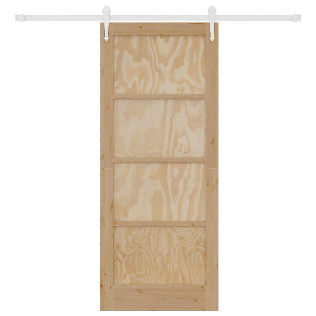 Porta scorrevole ORKDAL Legno di Pino Naturale e Bianco 83 x 202 cm