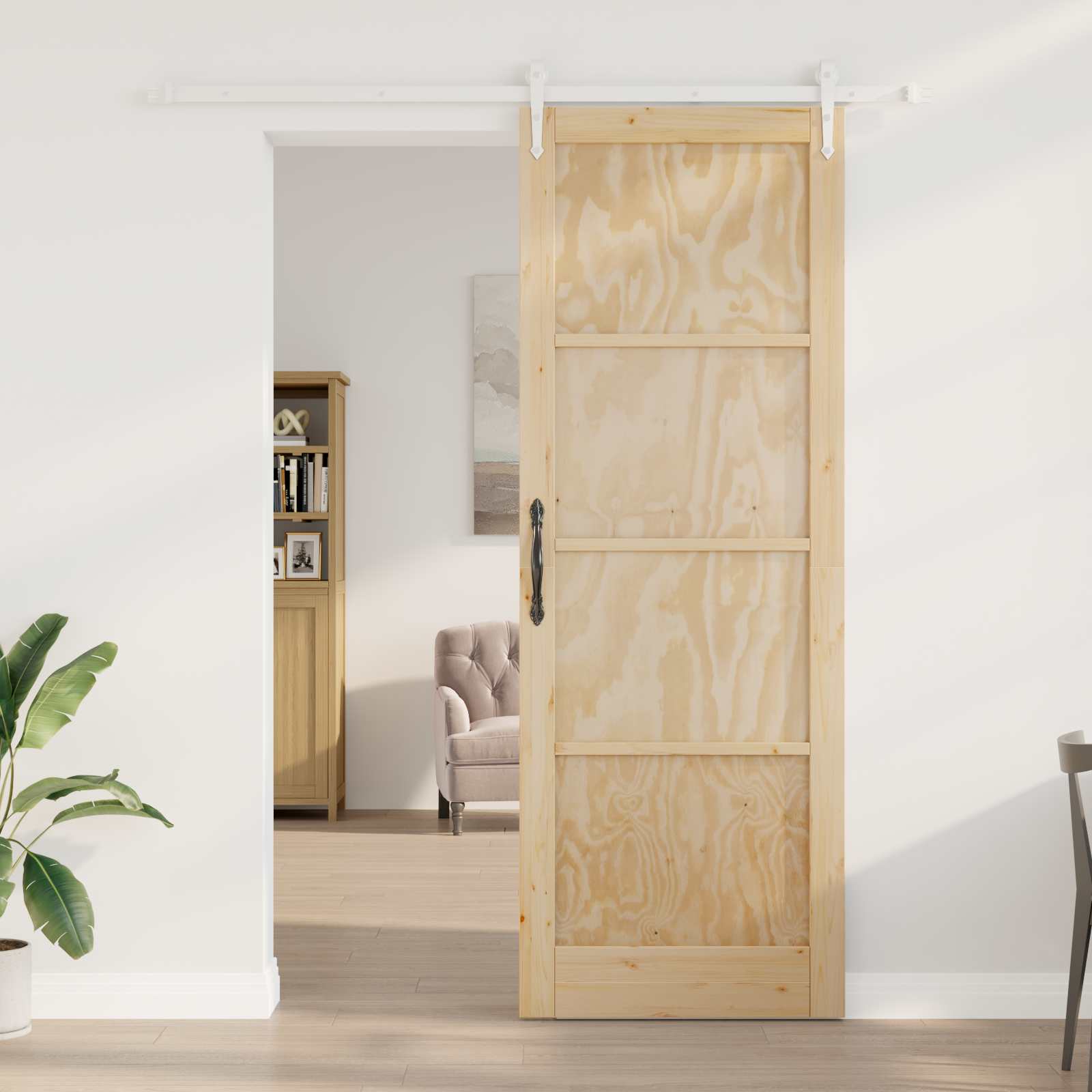 Porta Scorrevole ORKDAL Naturale e Bianco 83 x 232 cm