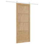 Porta scorrevole ORKDAL Legno di Pino Naturale e Bianco 86 x 211 cm