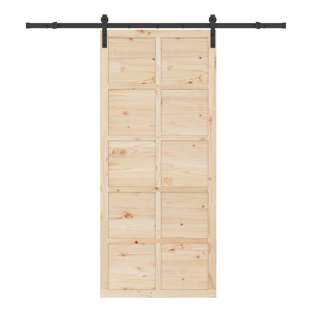Porta scorrevole in legno massello di pino naturale 80 x 208 cm