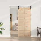 Porta Scorrevole in Legno Massello di Pino Naturale 80 x 208 cm