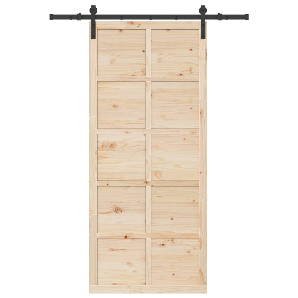 Porta Scorrevole in Legno Massello di Pino Naturale 80 x 208 cm