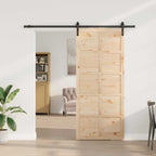 Porta scorrevole in legno massello di pino naturale 100 x 208 cm