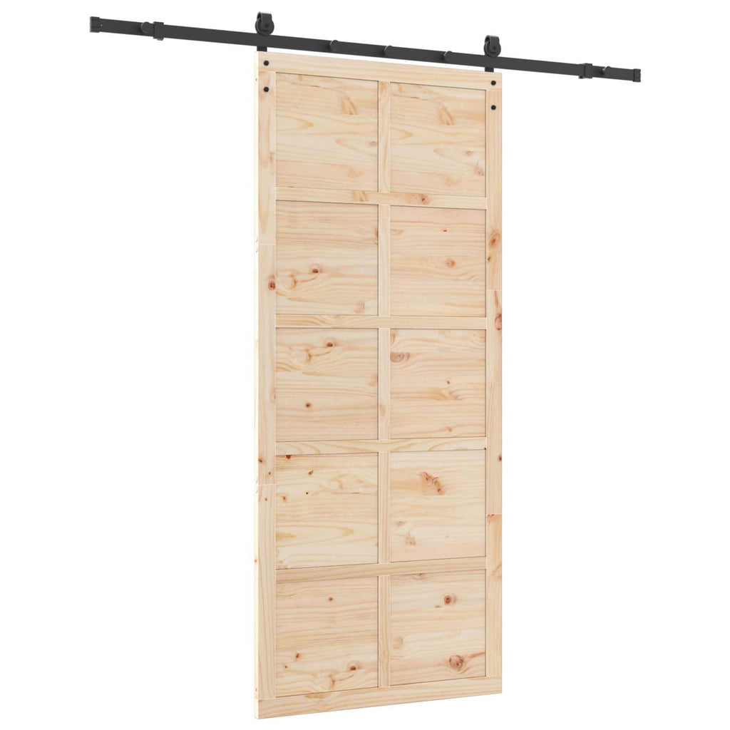 Porta scorrevole in legno massello di pino naturale 90 x 208 cm