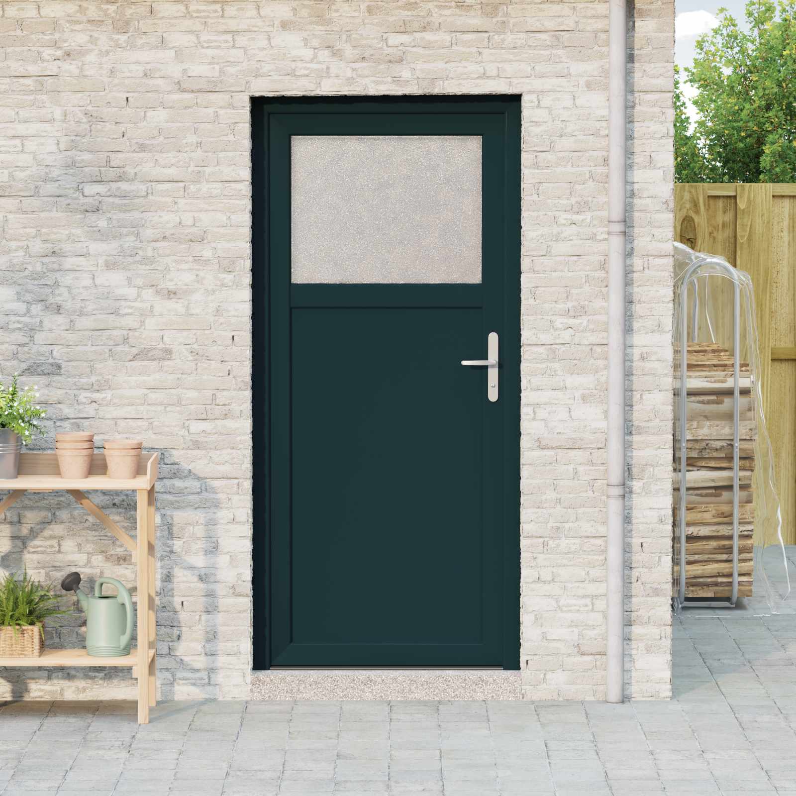 Porta d'ingresso laterale Antracite 88 x 198 cm PVC