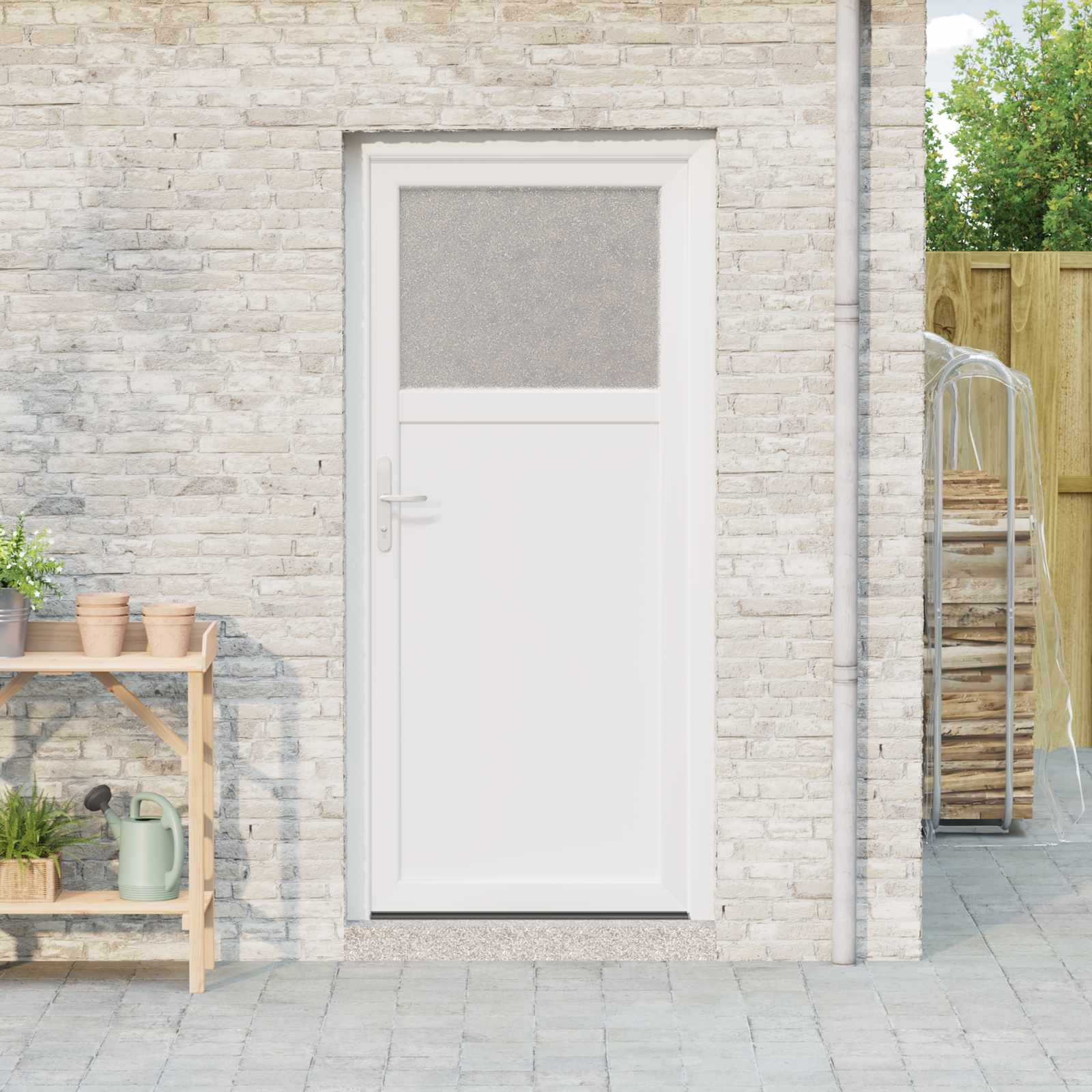 Porta d'ingresso laterale PVC bianco 88 x 198 cm