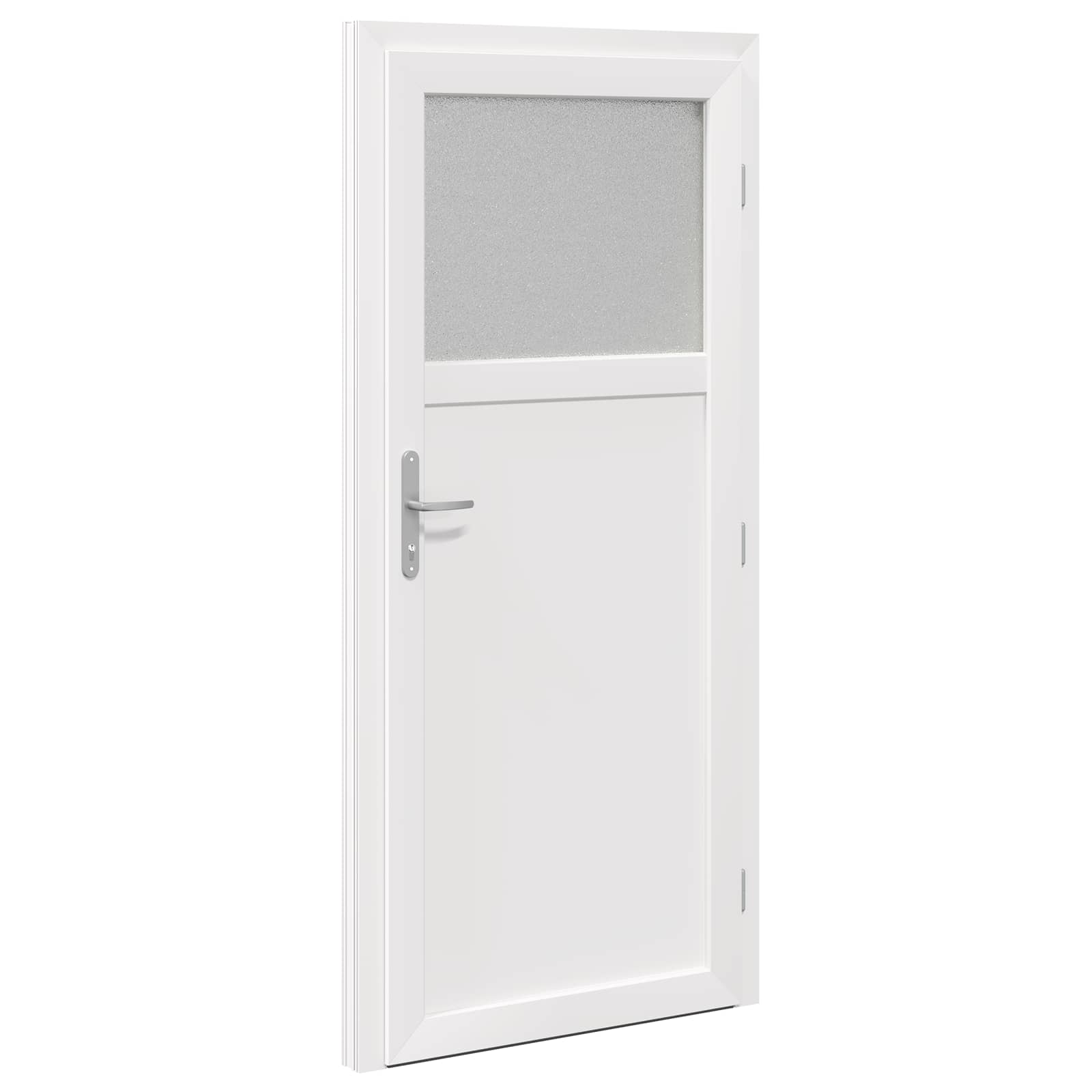 Porta d'ingresso laterale 88 x 198 cm PVC Bianco con nucleo in acciaio