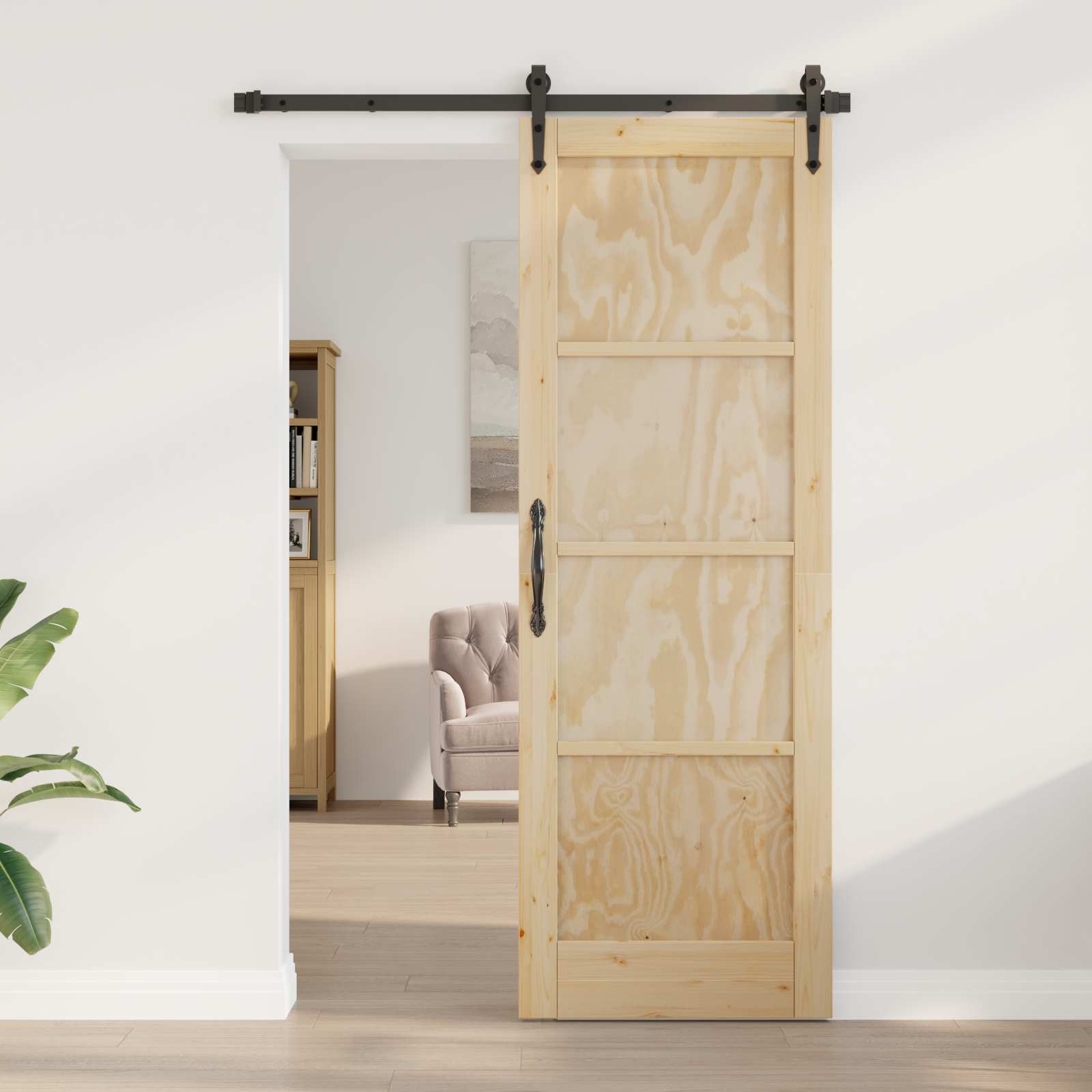 Porta Interna Scorrevole 73,5 x 211 cm Legno Compensato Naturale