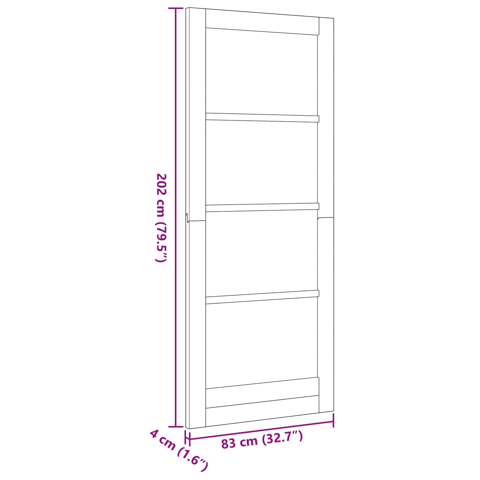 Porta Interna Scorrevole Naturale 83 x 202 cm Legno Compensato