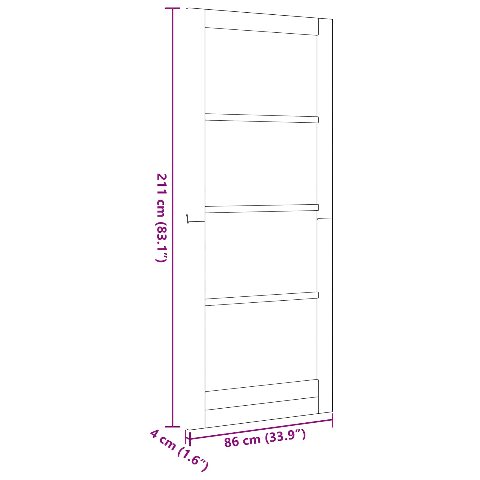 Porta Interna Scorrevole Naturale 86 x 211 cm Legno Compensato