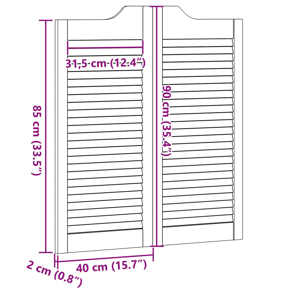 Porte Swing Legno Massello di Pino Naturale 90 x 40 cm