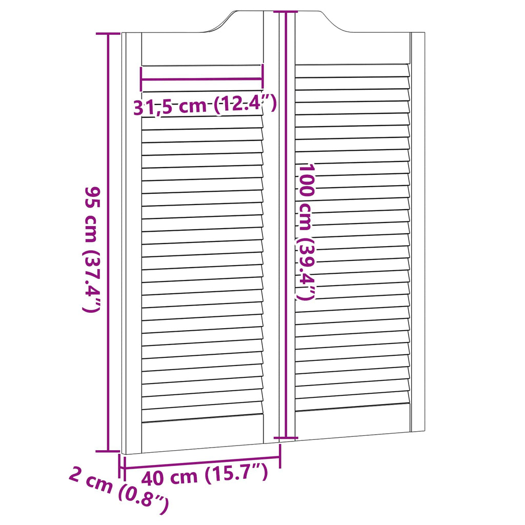 Porte Swing Legno Massello di Pino Naturale 100 x 40 cm